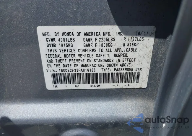 19UDE2F33HA016166: 42587988