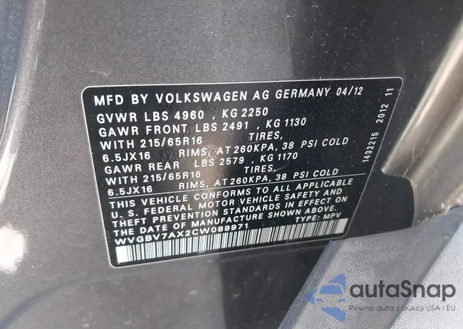 WVGBV7AX2CW089971: 42588029