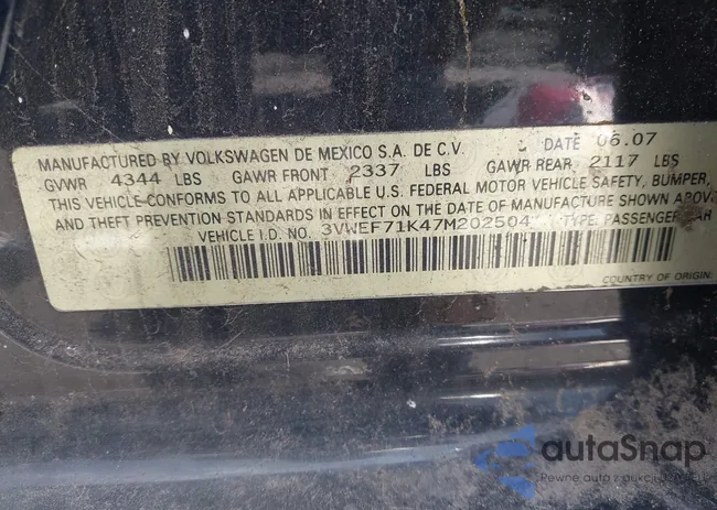 3VWEF71K47M202504: 42588069