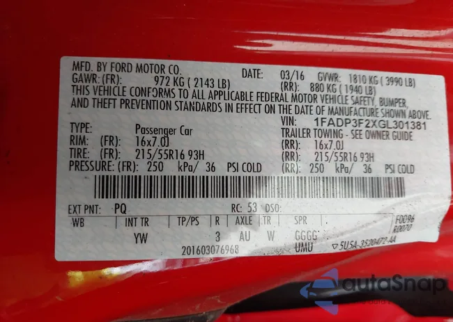 1FADP3F2XGL301381: 42587262