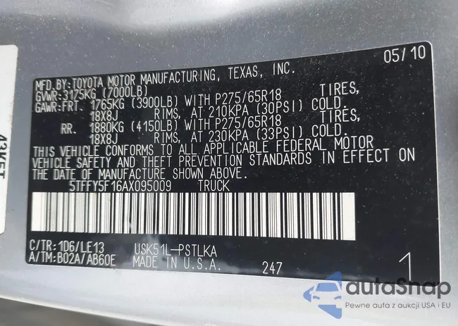 5TFFY5F16AX095009: 42587462