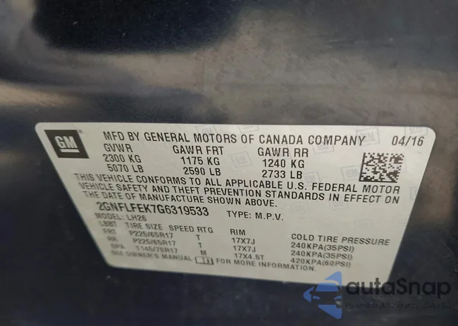 2GNFLFEK7G6319533: 42587470