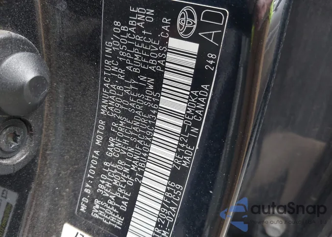 2T1BU40EX9C134615: 42588560