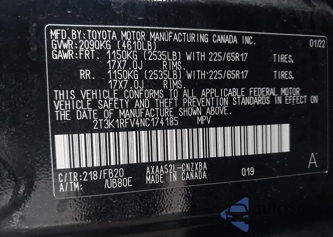 2T3K1RFV4NC174185: 42588587