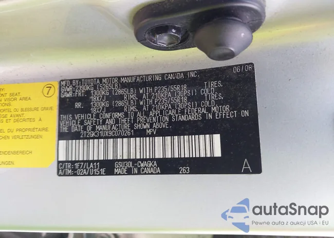 2T2GK31UX9C070261: 42588610