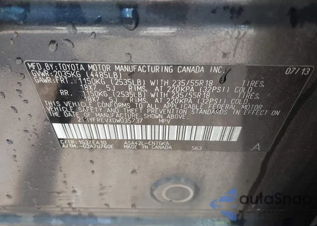 2T3YFREVXDW035737: 42588706