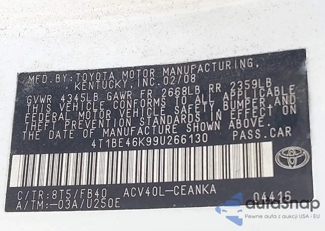 4T1BE46K99U266130: 42588757