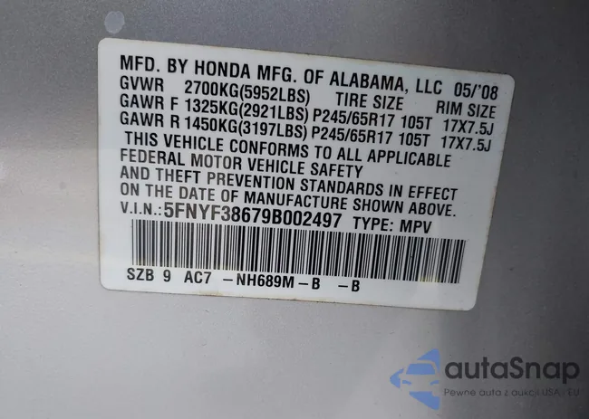 5FNYF38679B002497: 42588909