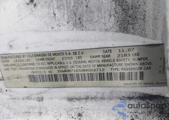 3VWRM71K58M083712: 42588922