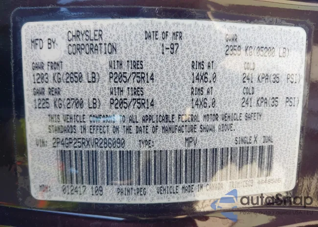 2P4GP25RXVR286090: 42588399