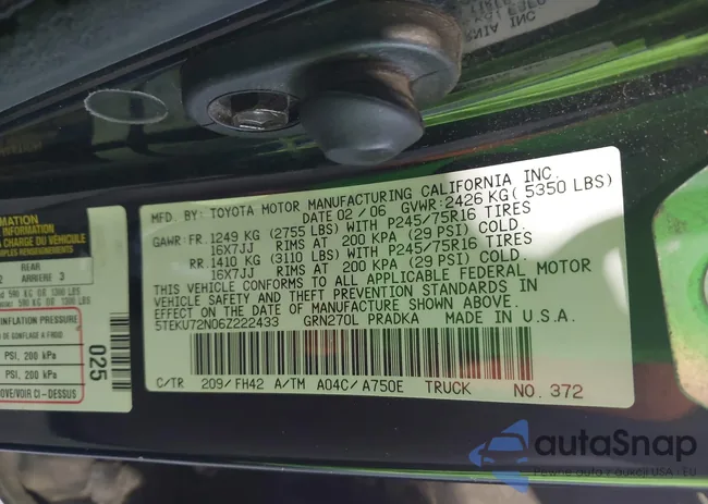 5TEKU72N06Z222433: 42588410