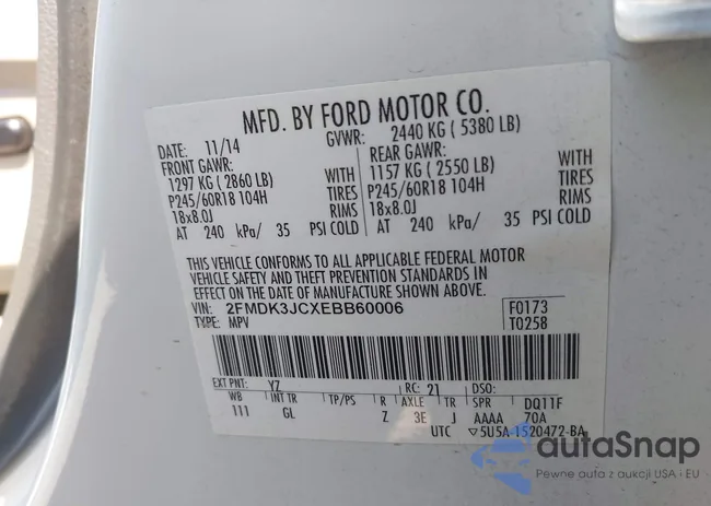 2FMDK3JCXEBB60006: 42589488