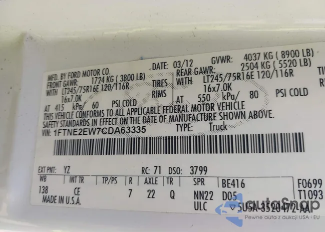 1FTNE2EW7CDA63335: 42589538