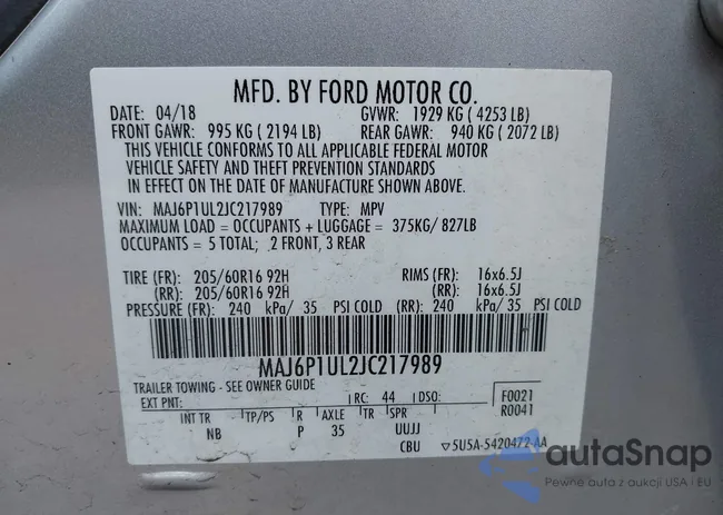 MAJ6P1UL2JC217989: 42589629