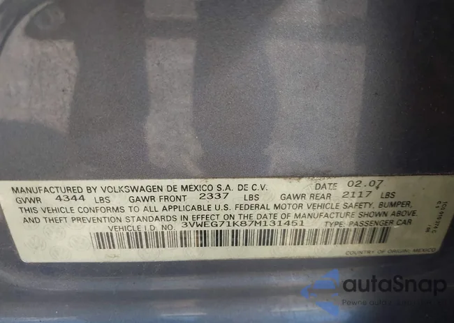 3VWEG71K87M131451: 42589714