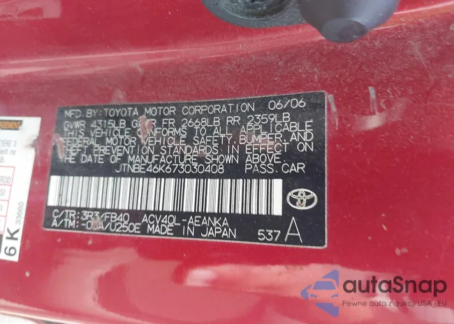 JTNBE46K673030408: 42589725