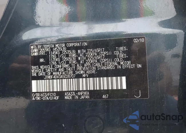 JTMBF4DV3A5028707: 42589854