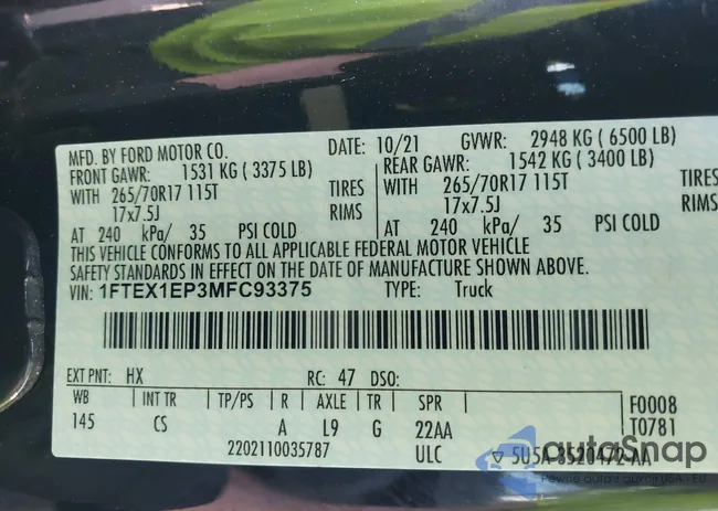 1FTEX1EP3MFC93375: 42589933