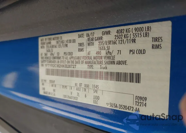 1FTYR2CM2HKB28727: 42589950