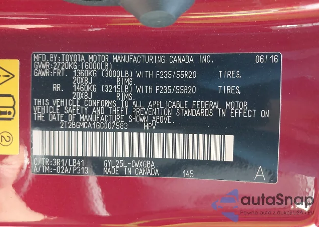 2T2BGMCA1GC007583: 42590022