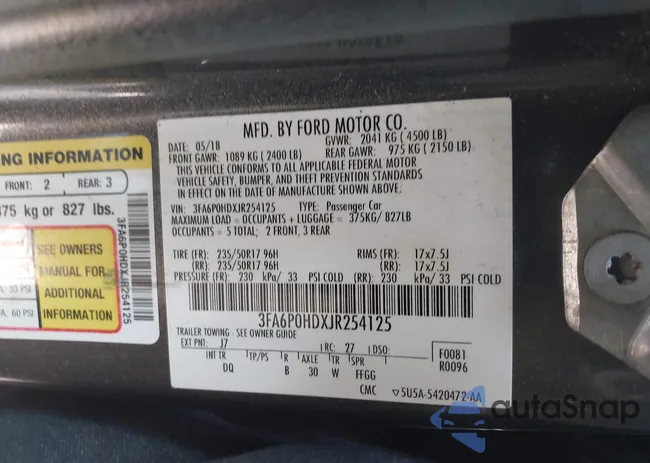 3FA6P0HDXJR254125: 42589127