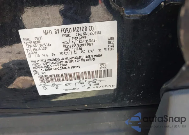 1FM5K8AC2MNA19631: 42589211