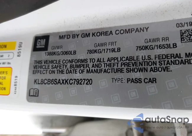 KL8CB6SAXKC792720: 42589222