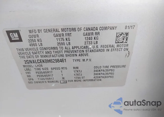 2GNALCEK8H6298461: 42589289