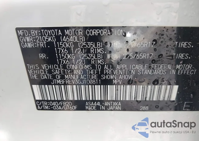 JTMBFREV3GJ100811: 42589386