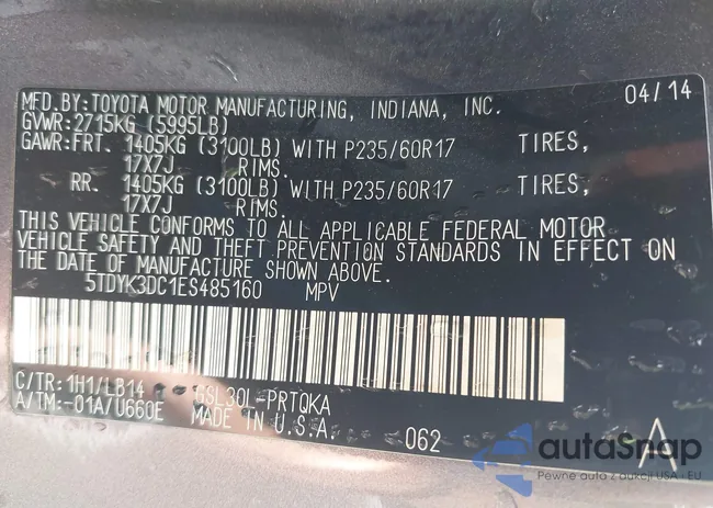 5TDYK3DC1ES485160: 42590657