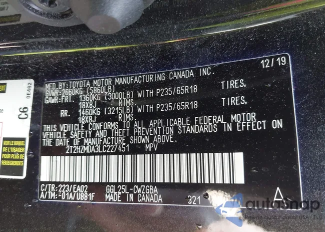 2T2HZMDA3LC227451: 42590687