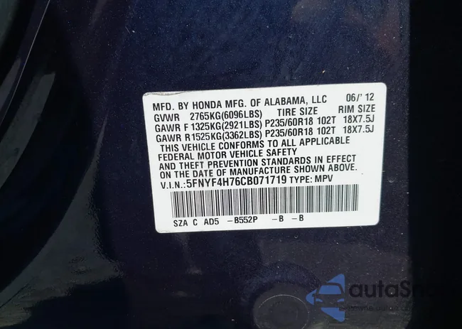 5FNYF4H76CB071719: 42590710