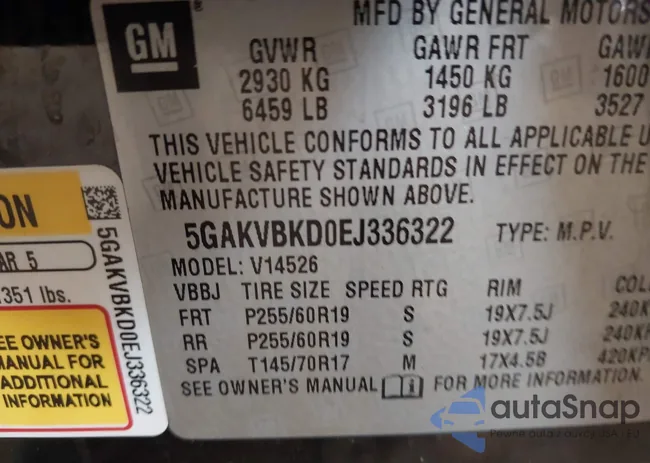 5GAKVBKD0EJ336322: 42591025