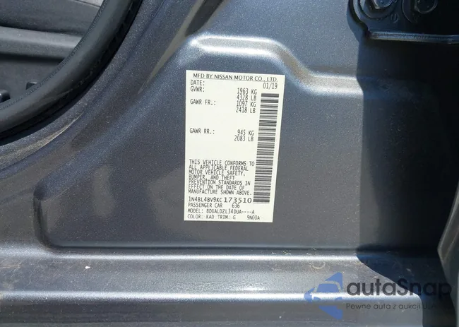 1N4BL4BV9KC173510: 42590173