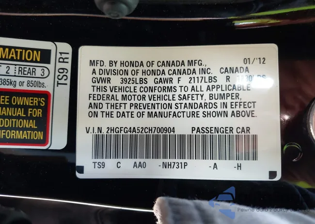 2HGFG4A52CH700904: 42590276