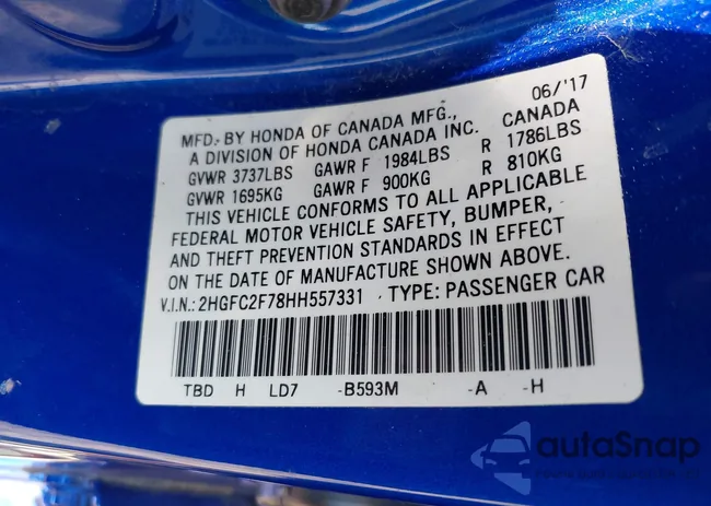 2HGFC2F78HH557331: 42590279