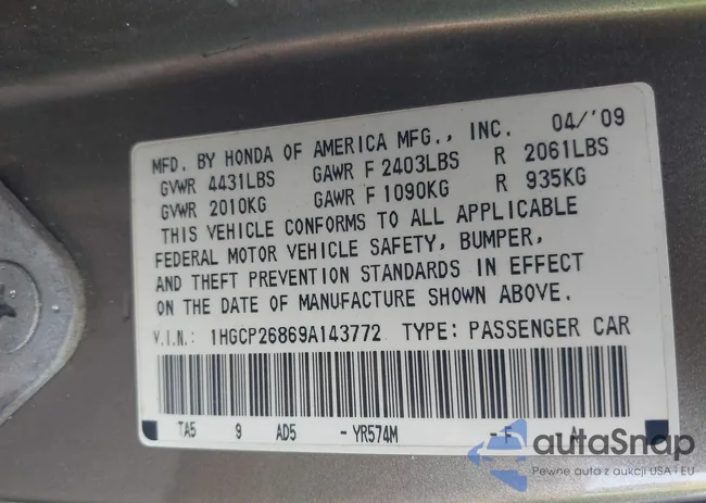 1HGCP26869A143772: 42590380