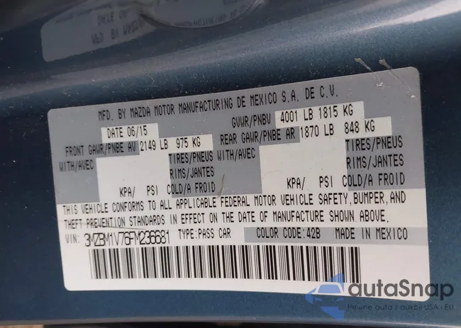 3MZBM1V76FM236681: 42591700