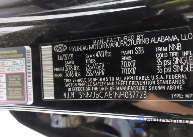 5NMJBCAE1NH037723: 42591973