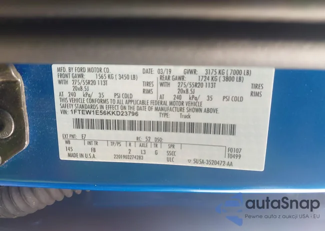 1FTEW1E56KKD23796: 42592014