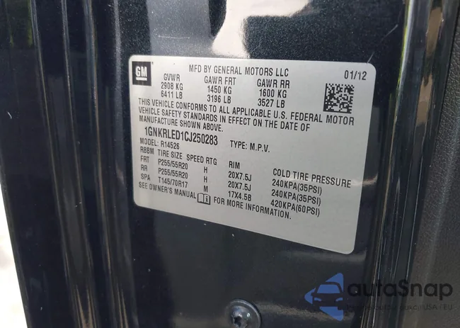 1GNKRLED1CJ250283: 42591175