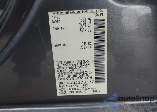 1N4BL4BV1LC178377: 42592559