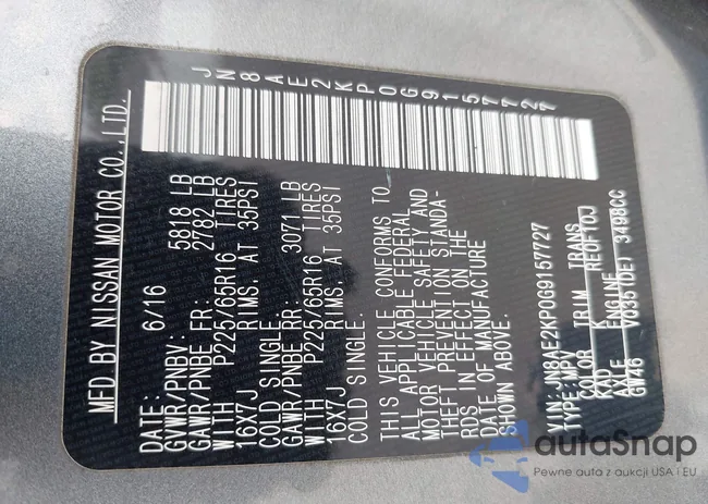 JN8AE2KP0G9157727: 42592645