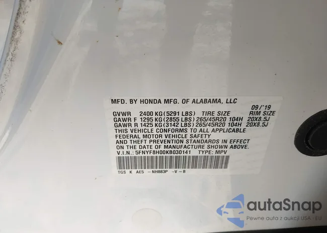 5FNYF8H00KB030141: 42592859