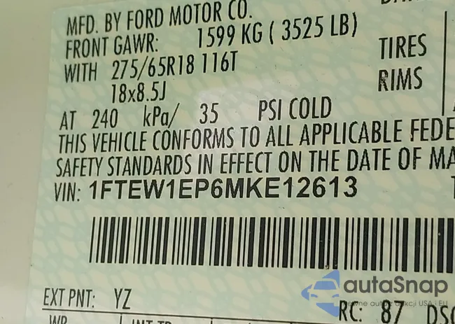 1FTEW1EP6MKE12613: 42592964