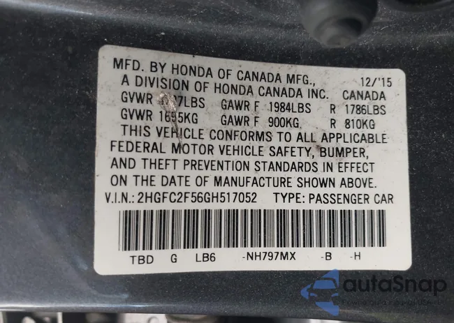 2HGFC2F56GH517052: 42592335