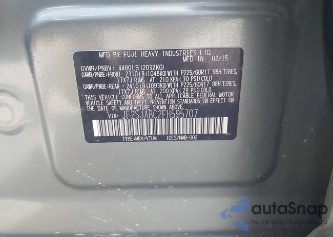 JF2SJABC2FH595707: 42593707