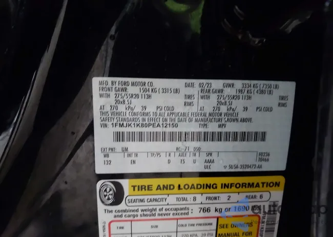 1FMJK1K80PEA12150: 42593763