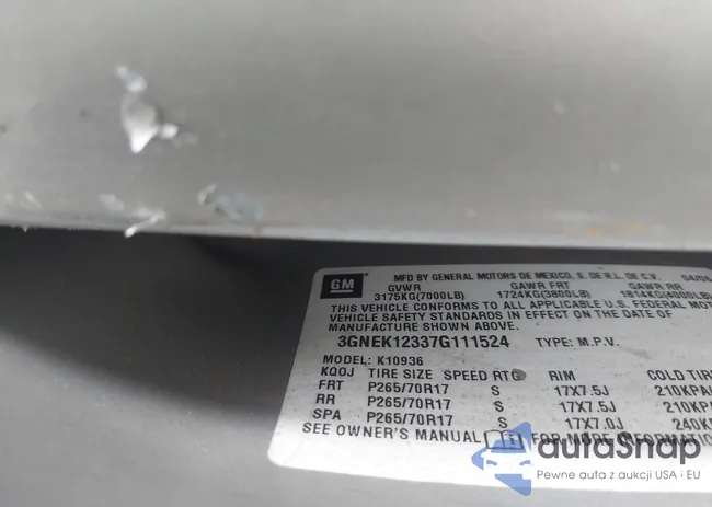 3GNEK12337G111524: 42593773