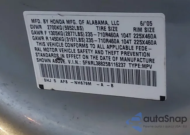 5FNRL38825B116237: 42593776